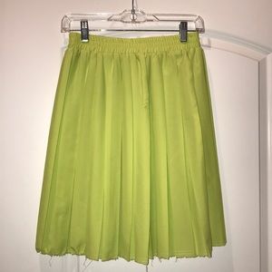 Anthropologie neon yellow pleated skirt